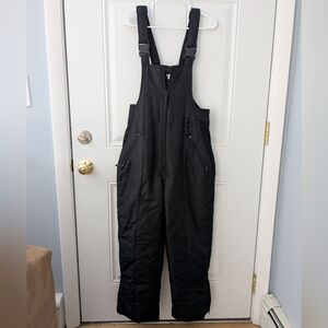 Black Insulated Snow Bib Overalls